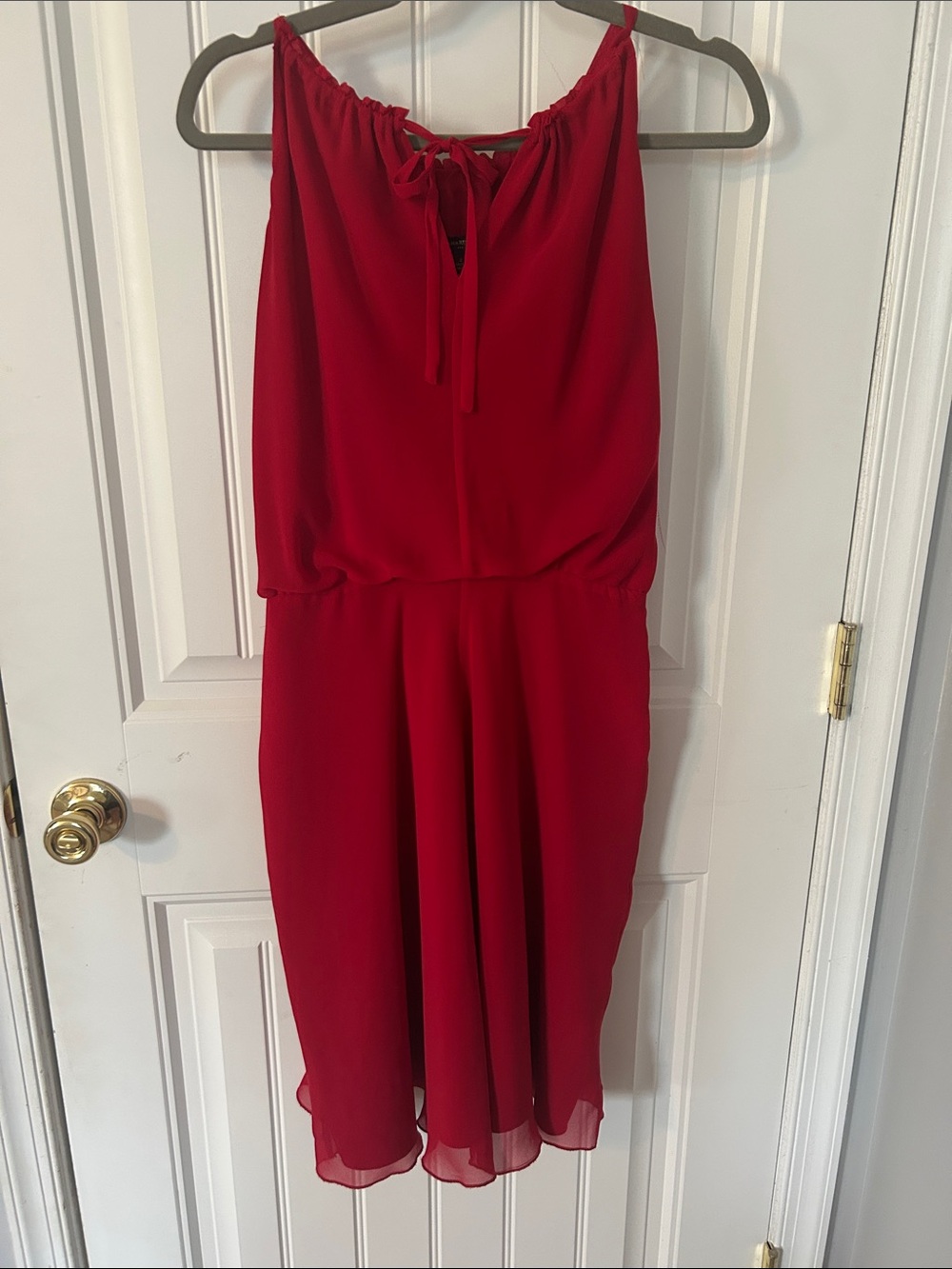 Banana Republic Red Sleeveless Chiffon Midi Dress